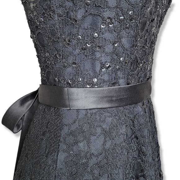 Mori Lee Lace Sequin Button Back Dress in Black Size 8 - Picture 8 of 15